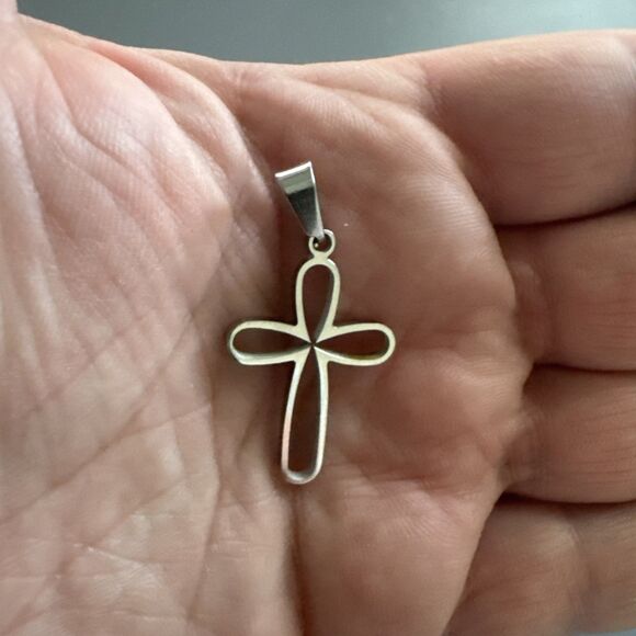 Stainless Steel Cross Pendant Scripture Silver Plated 24 Inch Chain Religious - Picture 4 of 6